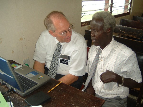 Brother in Abomosu talks to Elder Armstrong